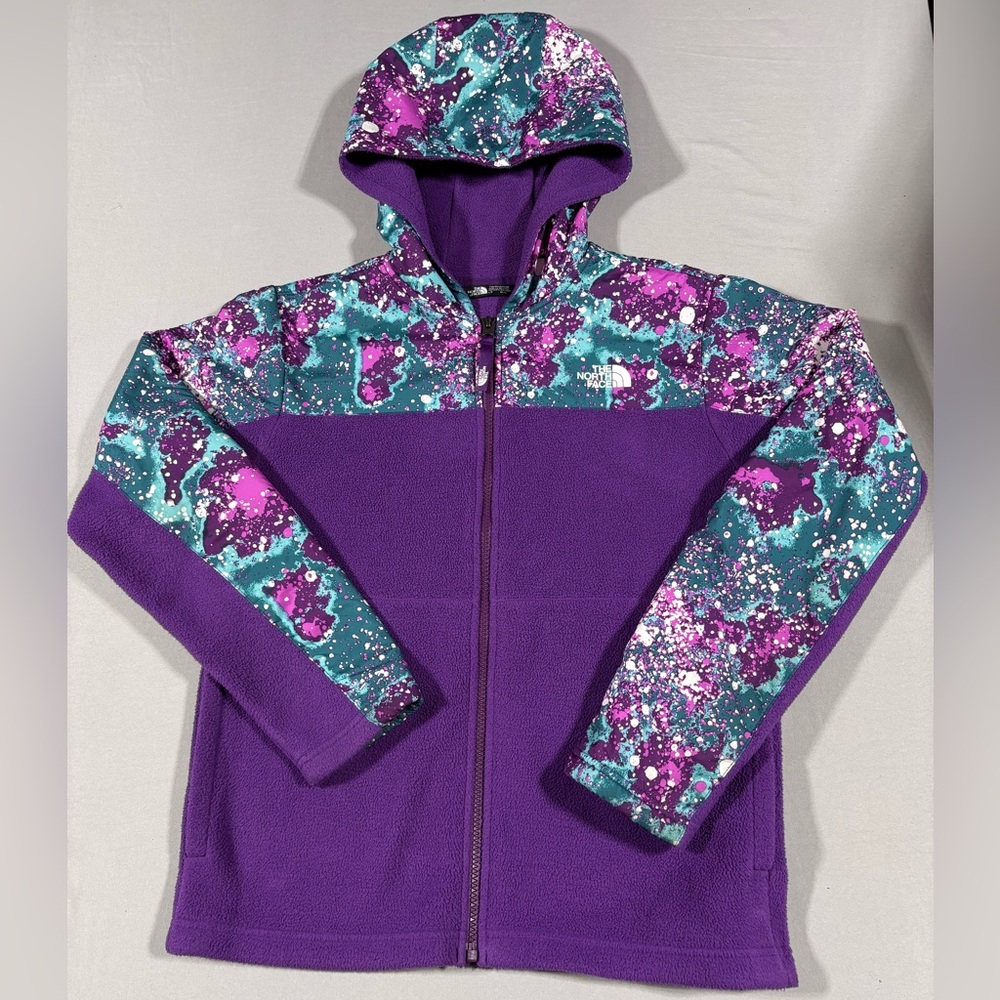 The North Face Printed Freestyle Hoodie Kids Fleece Gravity Purple/Deep Lagoon L